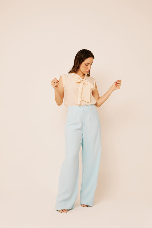 Calça Pantalona Catarina Azul Turquesa