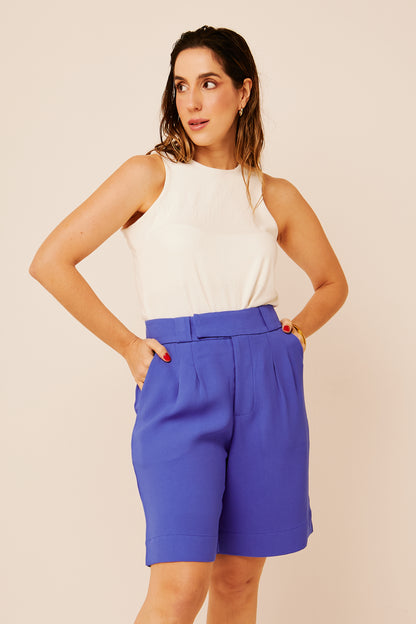 Bermuda New Florence - Crepe Azul Royal