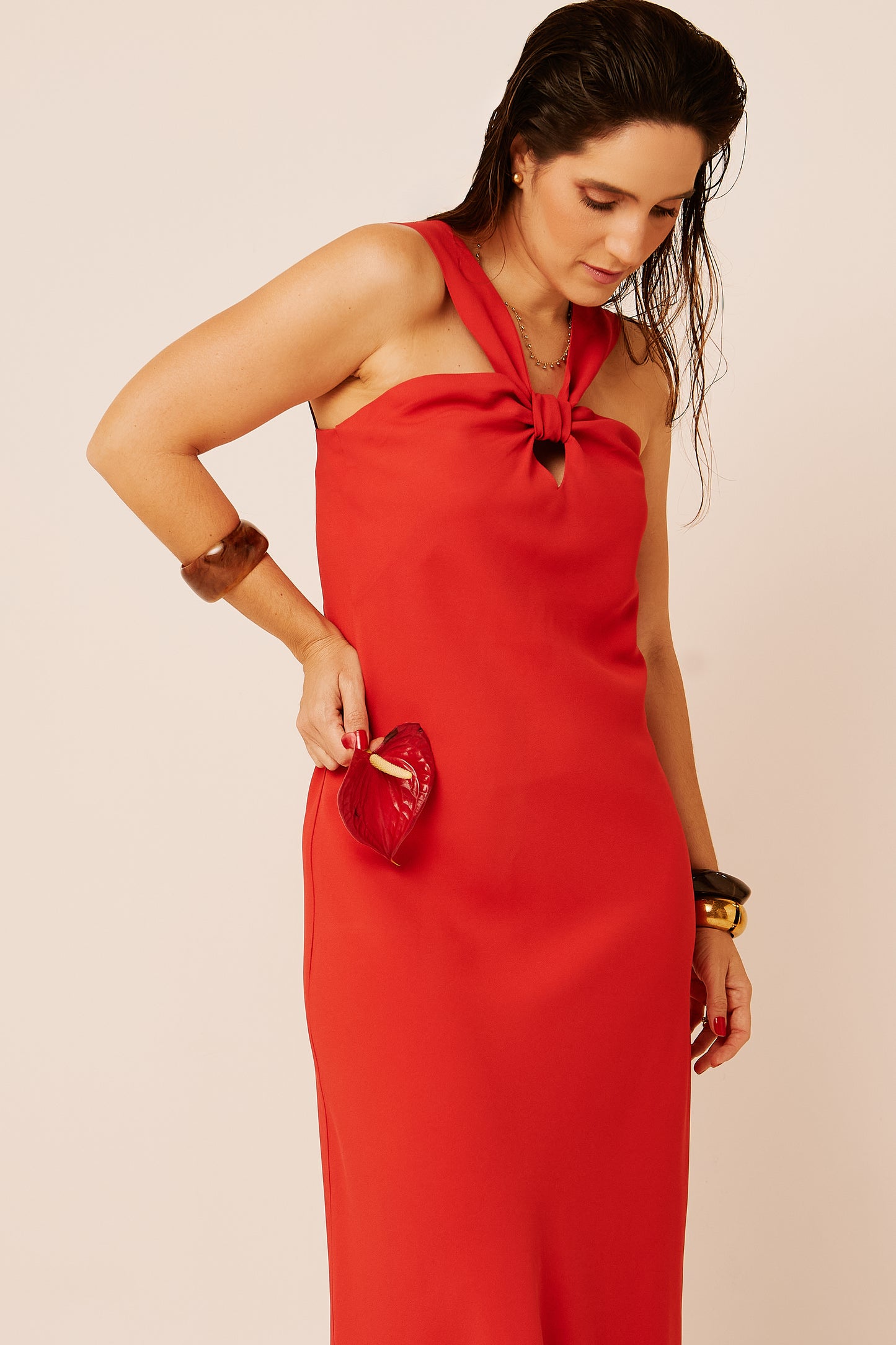 Vestido Slip Luara – Crepe Vermelho