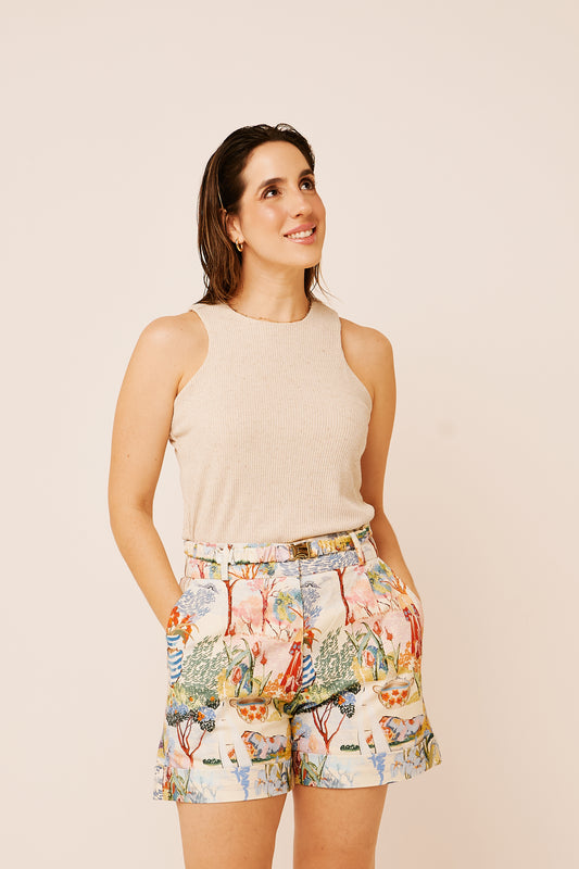 Regata Lua - Malha Canelada Areia