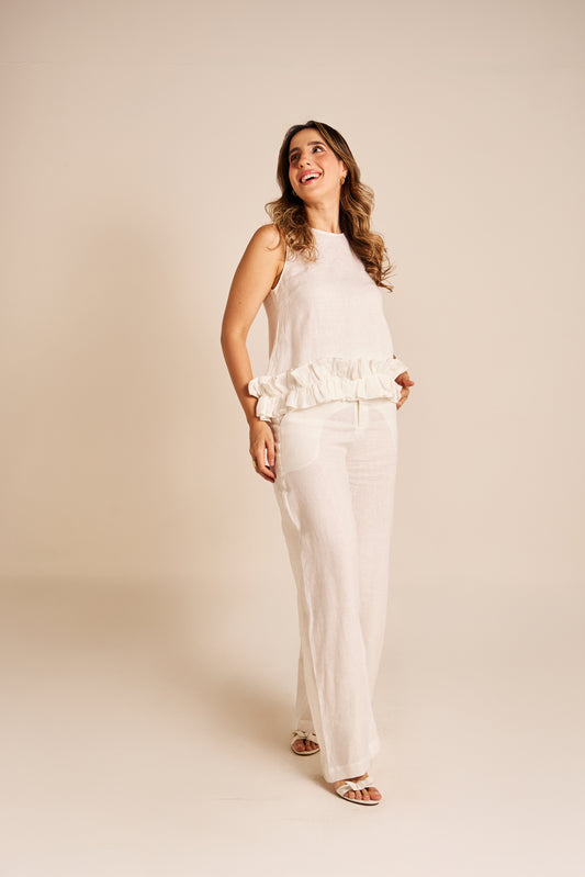 Pantalona Fabíola Linho Off White