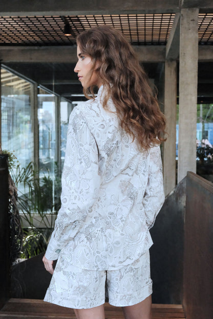 Camisa Anna Manga Longa Estampa Sofia Pérola