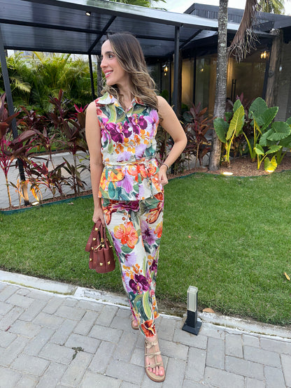 Calça Rebeca Sarja floral