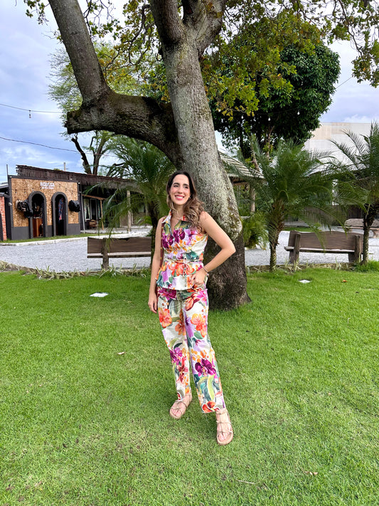 Calça Rebeca Sarja floral