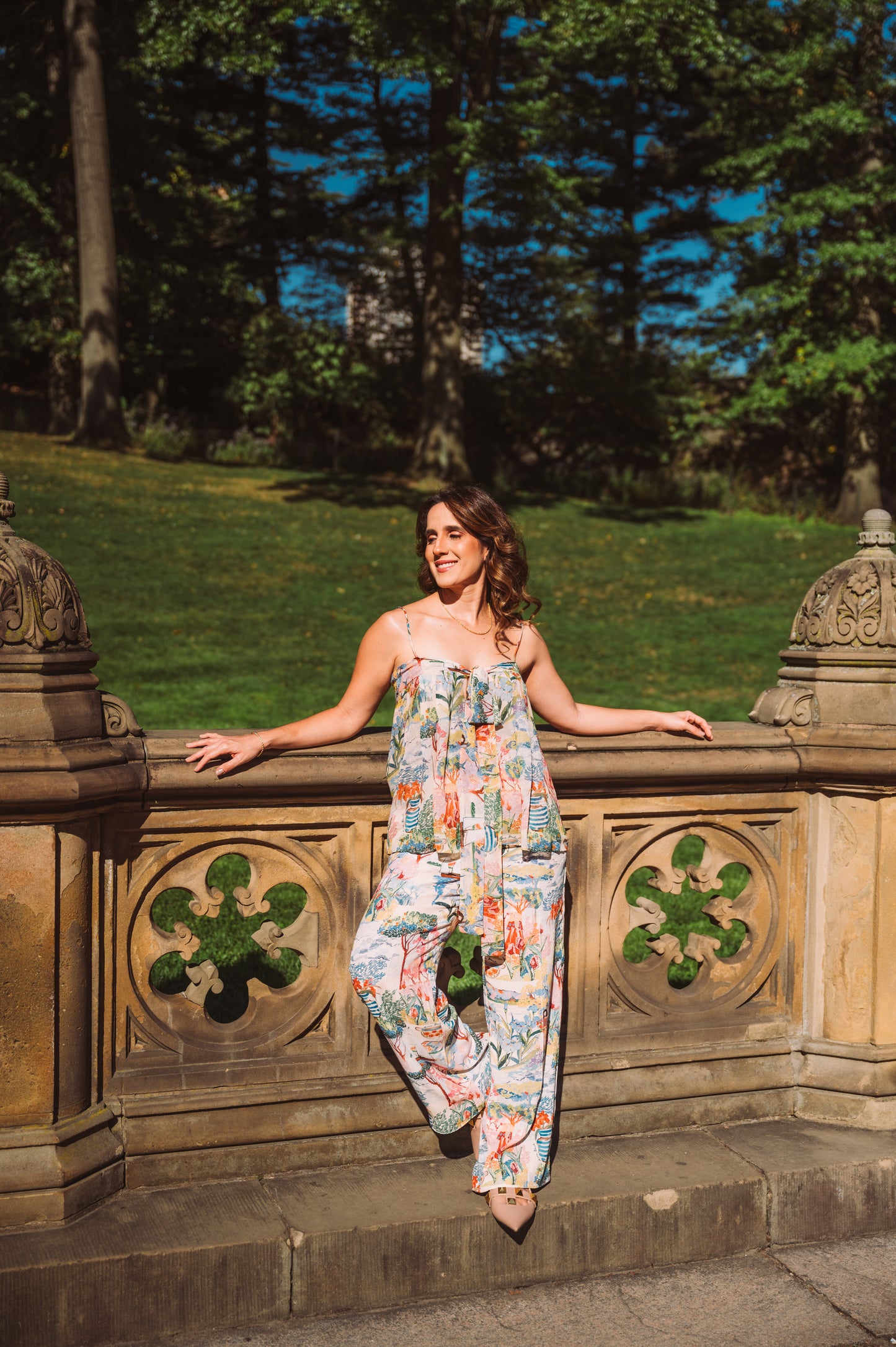 Calça Pantalona Barbara Estampa Central Park