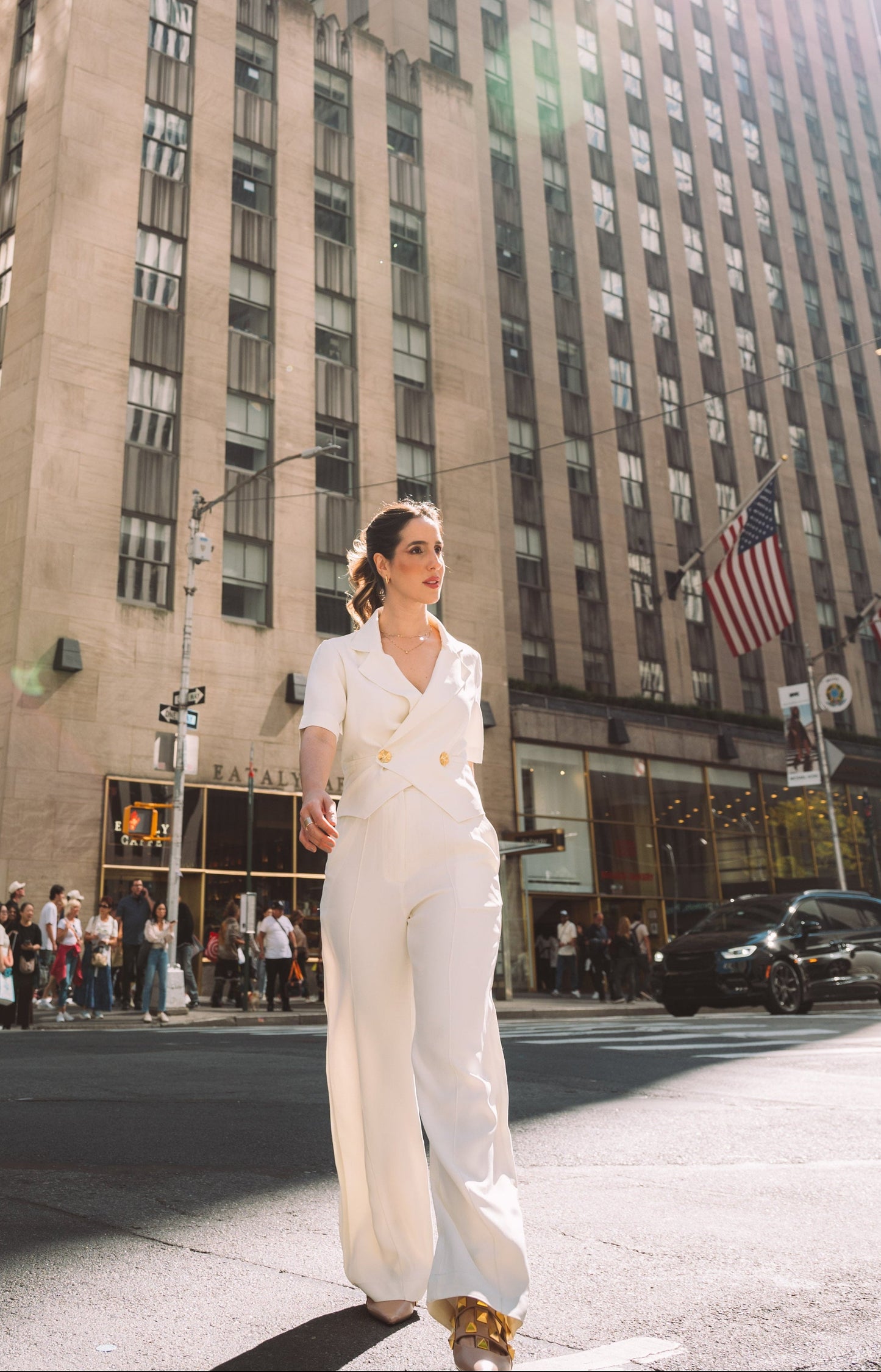 Calça Pantalona Elizabeth - Crepe Off White