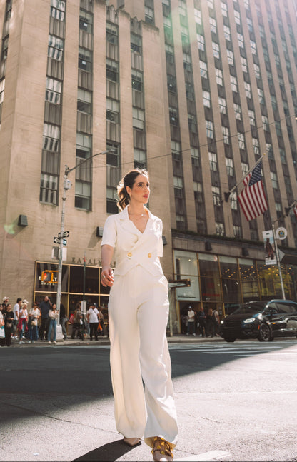 Calça Pantalona Elizabeth - Crepe Off White
