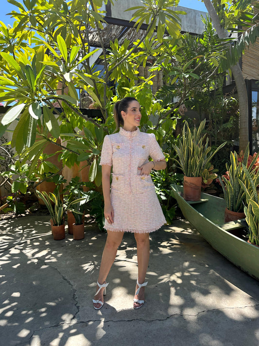 Vestido Bia Tweed Rosa