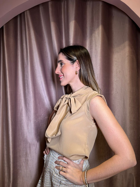 Blusa Lívia Seda Bege