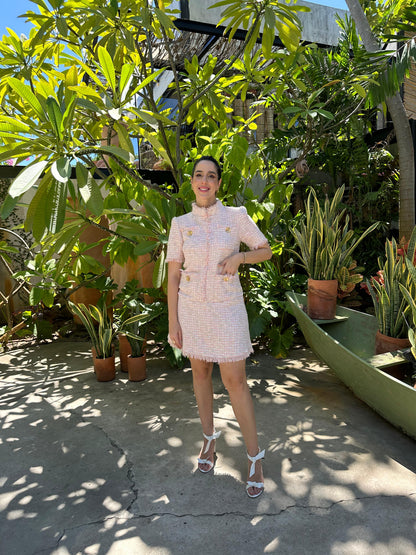 Vestido Bia Tweed Rosa