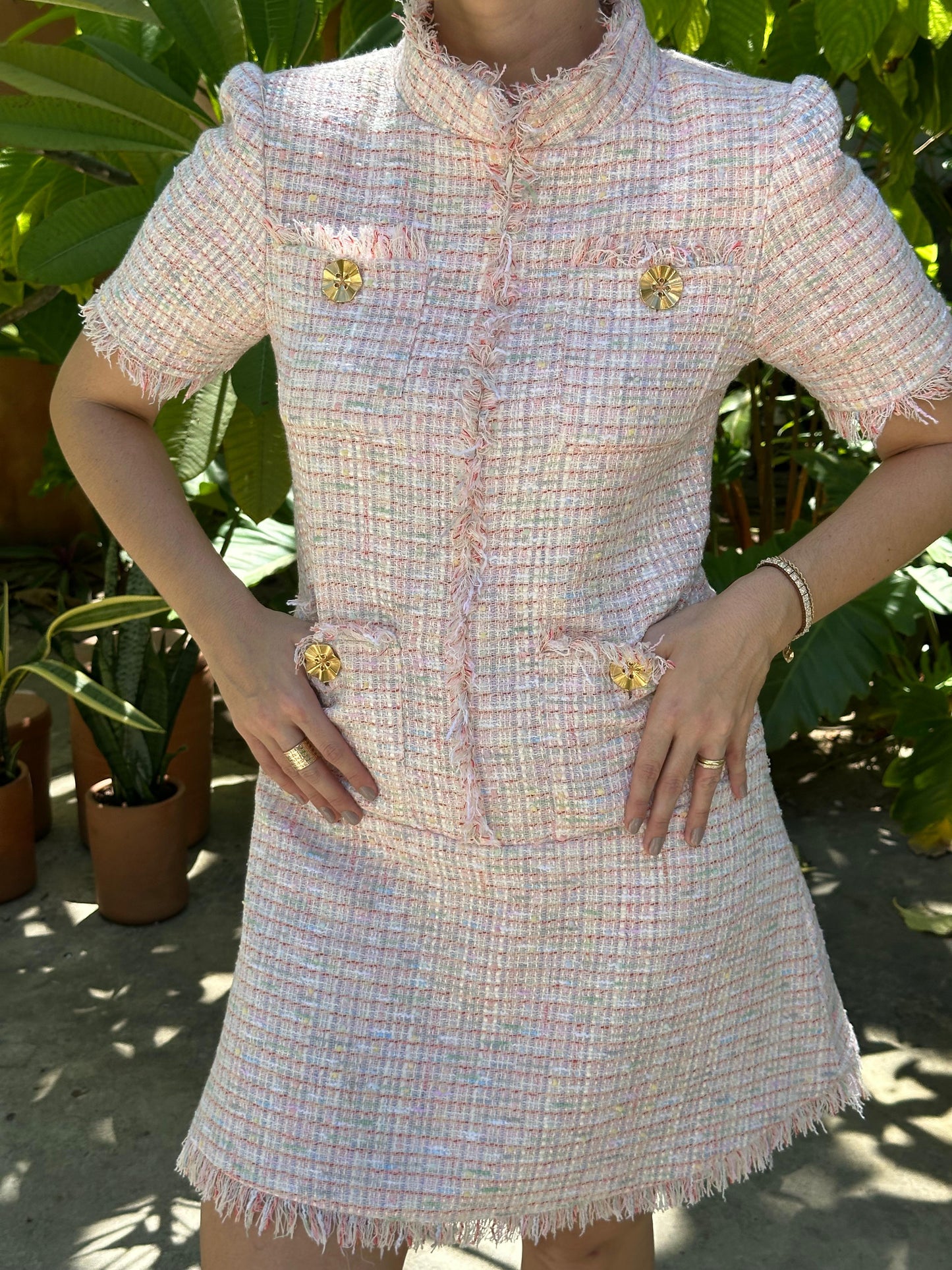 Vestido Bia Tweed Rosa