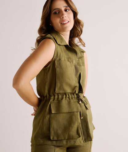 Parka Fernanda Linho Verde Selvagem