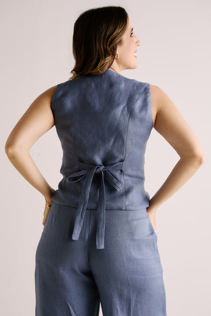 Colete Serena Linho Azul Jeans