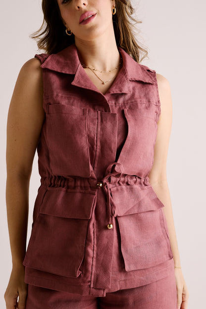 Parka Fernanda Linho Chocolate