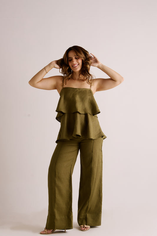 Calça New Júlia Linho Verde Selvagem