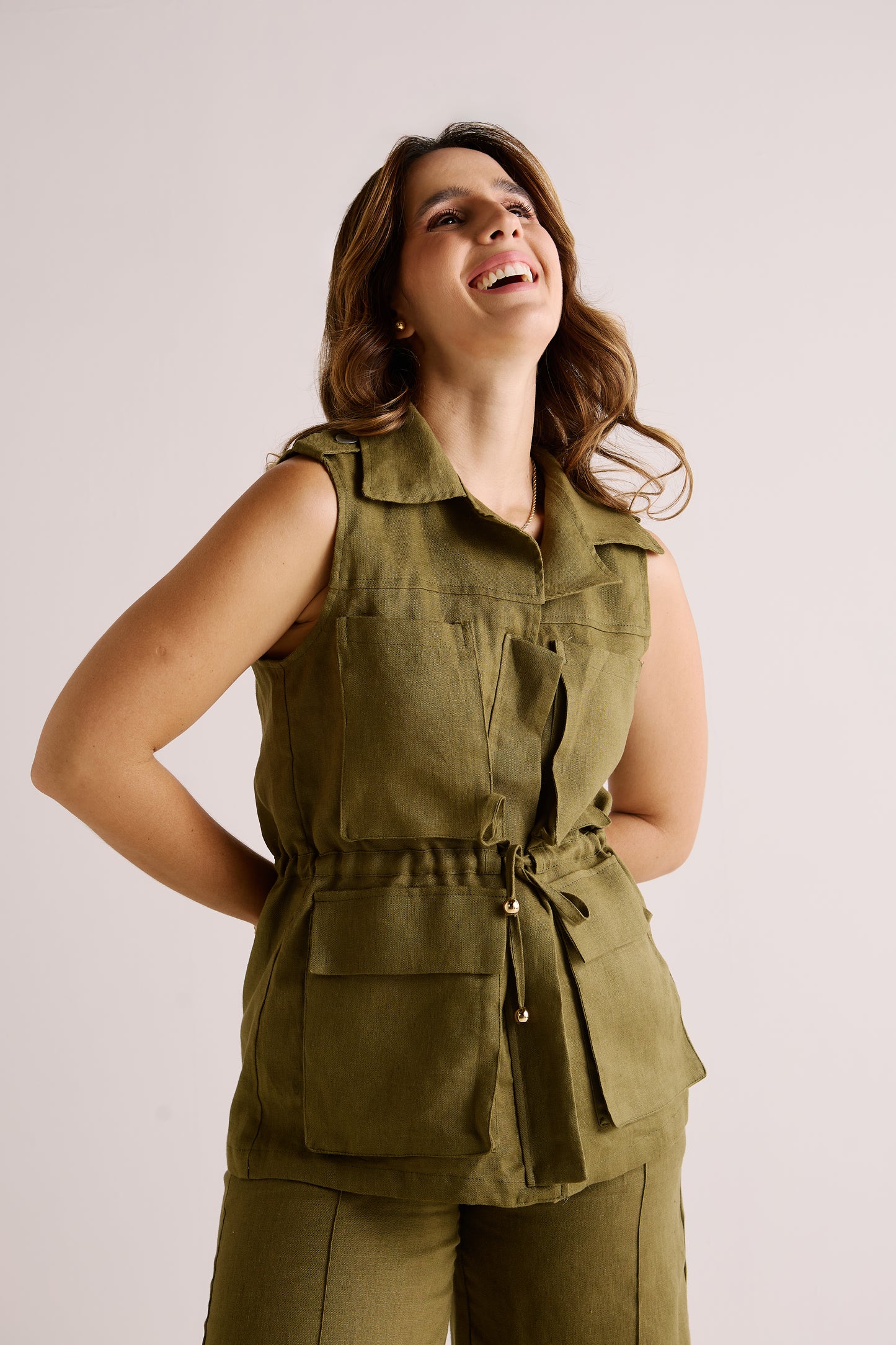 Parka Fernanda Linho Verde Selvagem