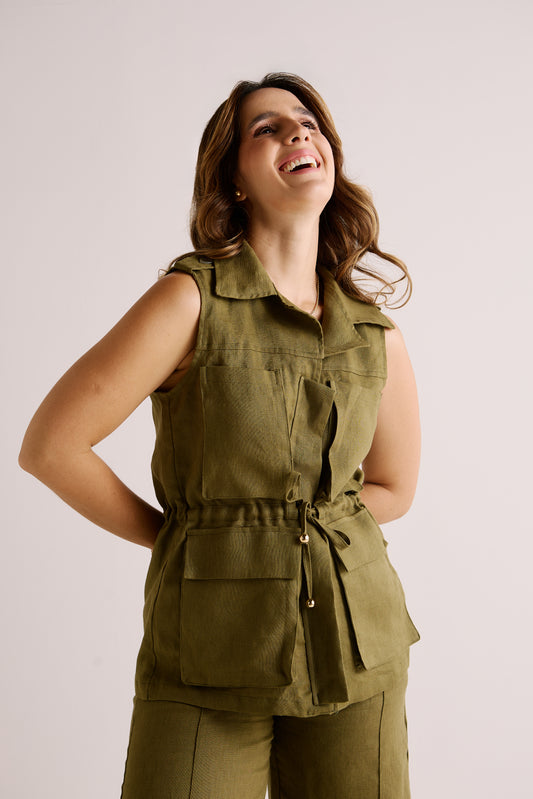 Parka Fernanda Linho Verde Selvagem