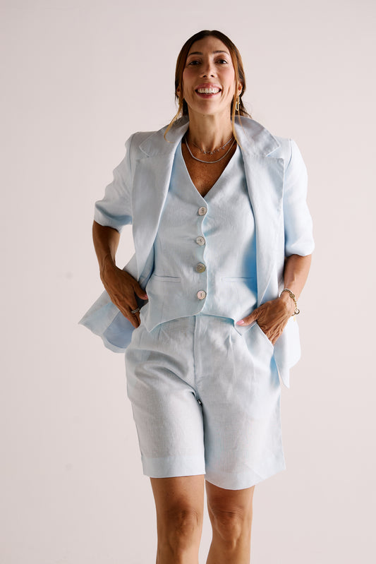 Blazer New Natália Linho Azul Claro