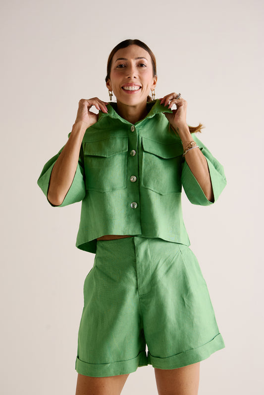 Blusa Vick Linho Verde Green