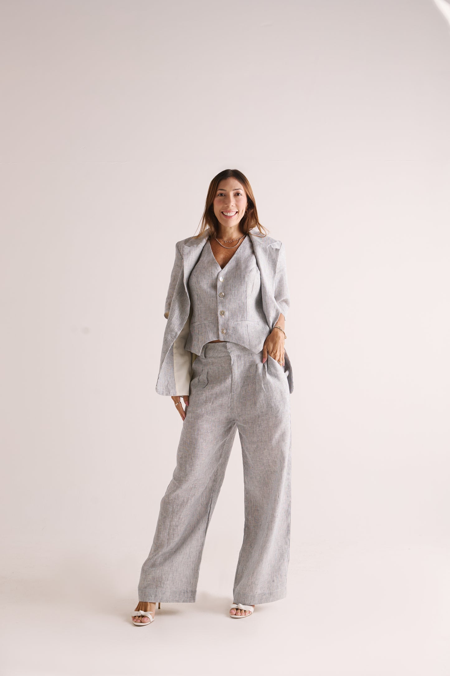 Calça Catarina Listra Azul Marinho