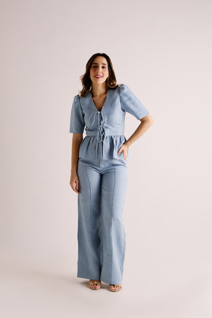 Calça New Júlia Linho Azul Blue